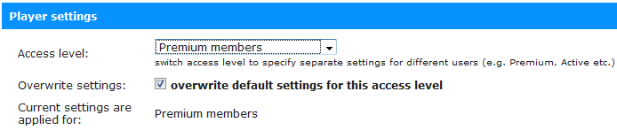 Overriding player settings for premium users