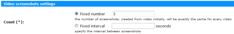 Setting screenshot number in content settings