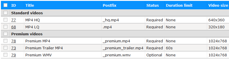 Structure of video formats